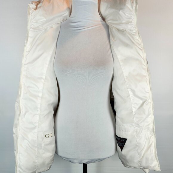 Guess Los Angeles White Down Jacket with Hood Size L/G - Picture 9 of 16